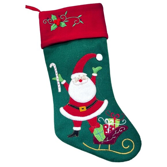 Christmas Stocking Fleece 3D Santa Candy Cane Sleigh Presents Prima Creations - Picture 1 of 12